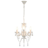 vidaXL Beaded Chandelier Round 3xE14 White