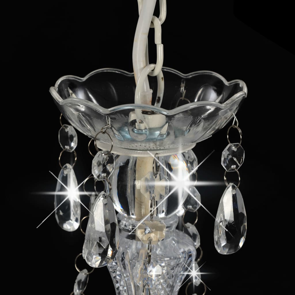 vidaXL Beaded Chandelier Round 3xE14 White
