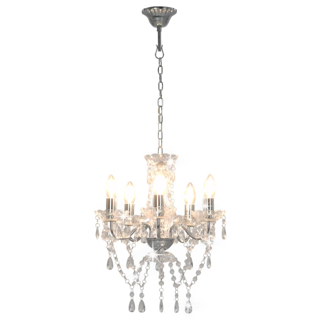 vidaXL Porte-clés avec cristaux ronds 5xE14 couleur argent