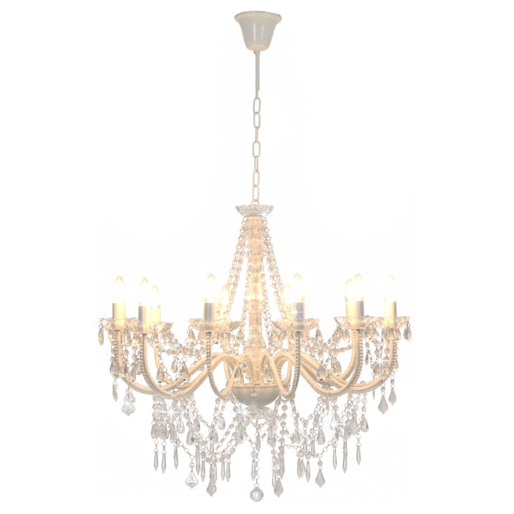 vidaXL Beaded Chandelier 12xE14 white