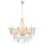vidaXL Beaded Chandelier 12xE14 white