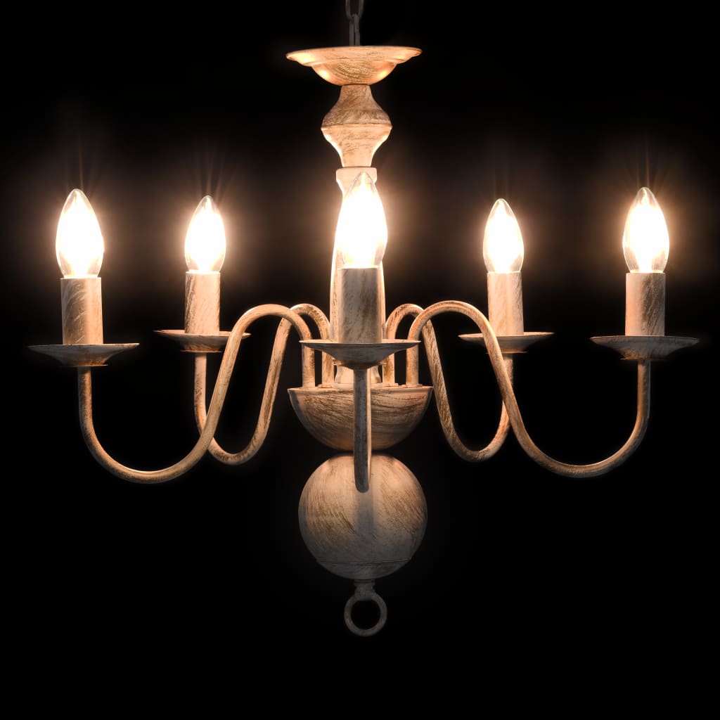 vidaXL Chandelier 5xE14 antique white