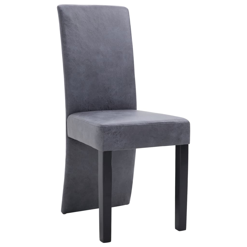 vidaXL Dining Chairs 4 pcs Faux Suede Grey