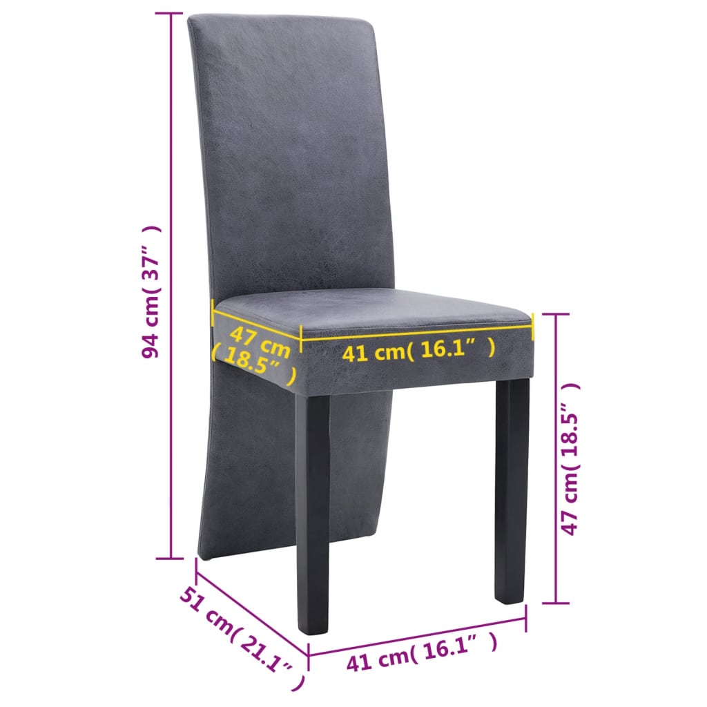 vidaXL Dining Chairs 4 pcs Faux Suede Grey