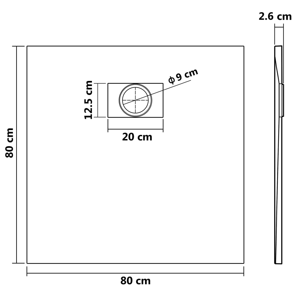 vidaXL Shower Tray 80x80 cm SMC White