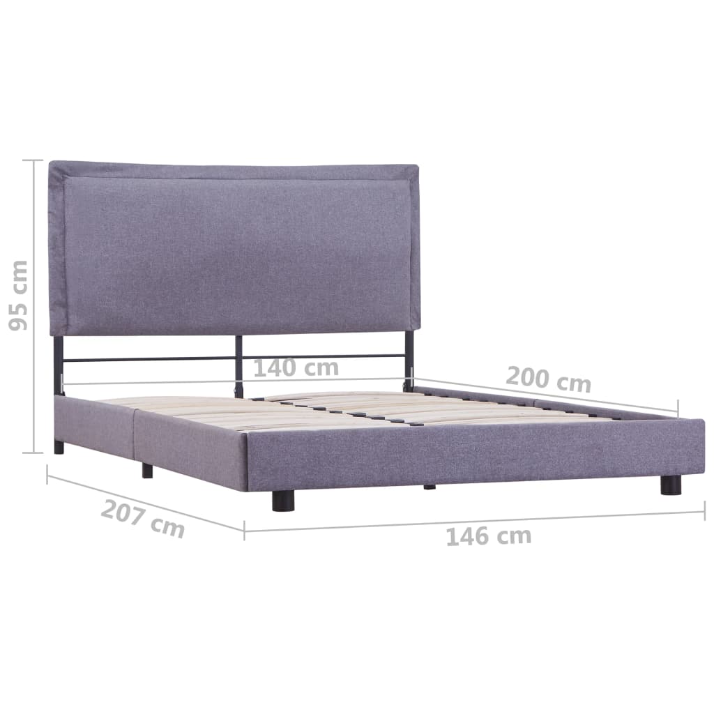 vidaXL Bed Frame Fabric Light Grey 140x200 cm