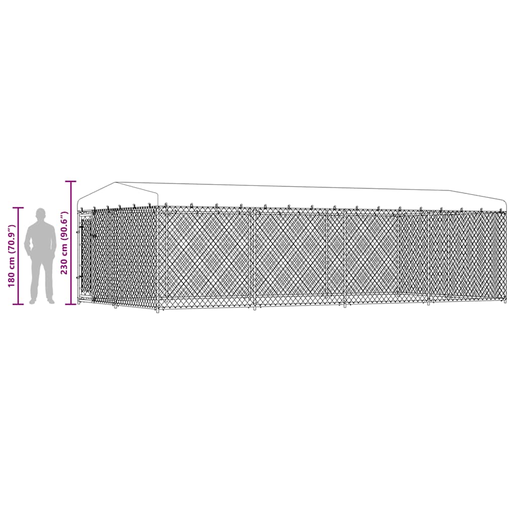 vidaXL Hondenkennel voor buiten met dak 7,6x3,8x2,3 m