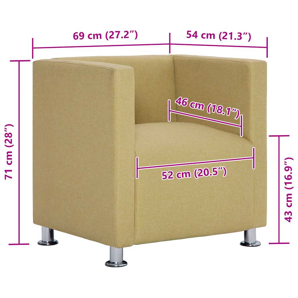 vidaXL Fauteuil kubus stof groen