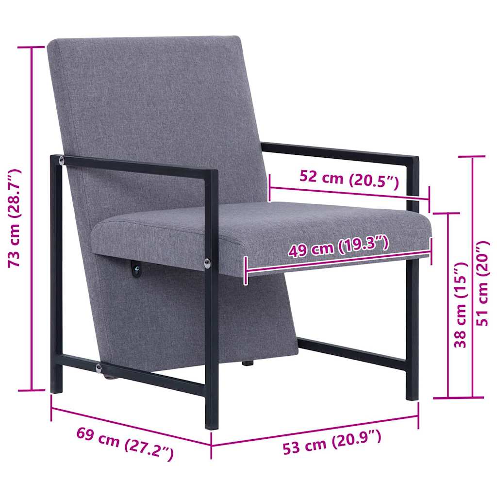 vidaXL Fauteuil stof lichtgrijs