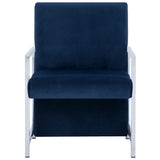 vidaXL Fauteuil met chromen poten fluweel blauw