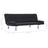 vidaXL Slaapbank met twee kussens polyester donkergrijs