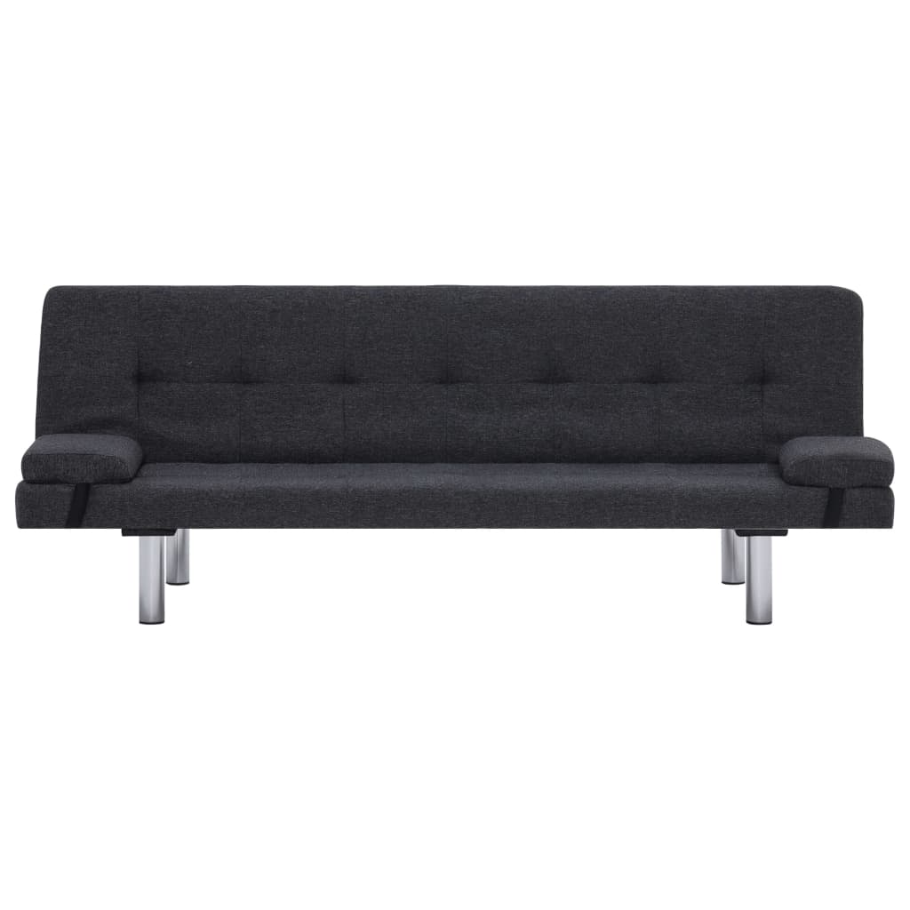 vidaXL Slaapbank met twee kussens polyester donkergrijs
