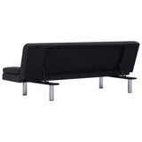 vidaXL Slaapbank met twee kussens polyester donkergrijs