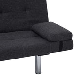 vidaXL Slaapbank met twee kussens polyester donkergrijs