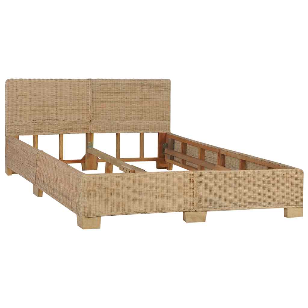 vidaXL Hand-Woven Real Rattan Bed Frame 140x200 cm