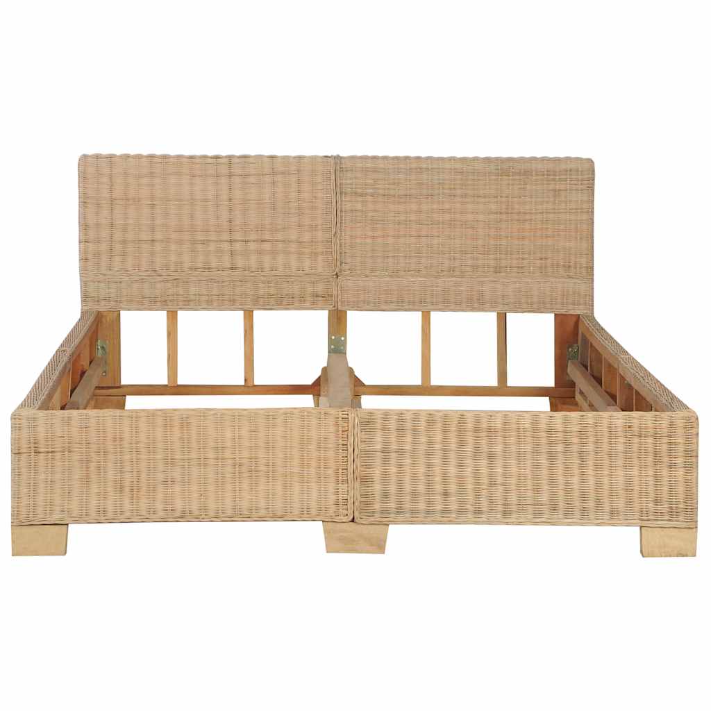 vidaXL Hand-Woven Real Rattan Bed Frame 140x200 cm