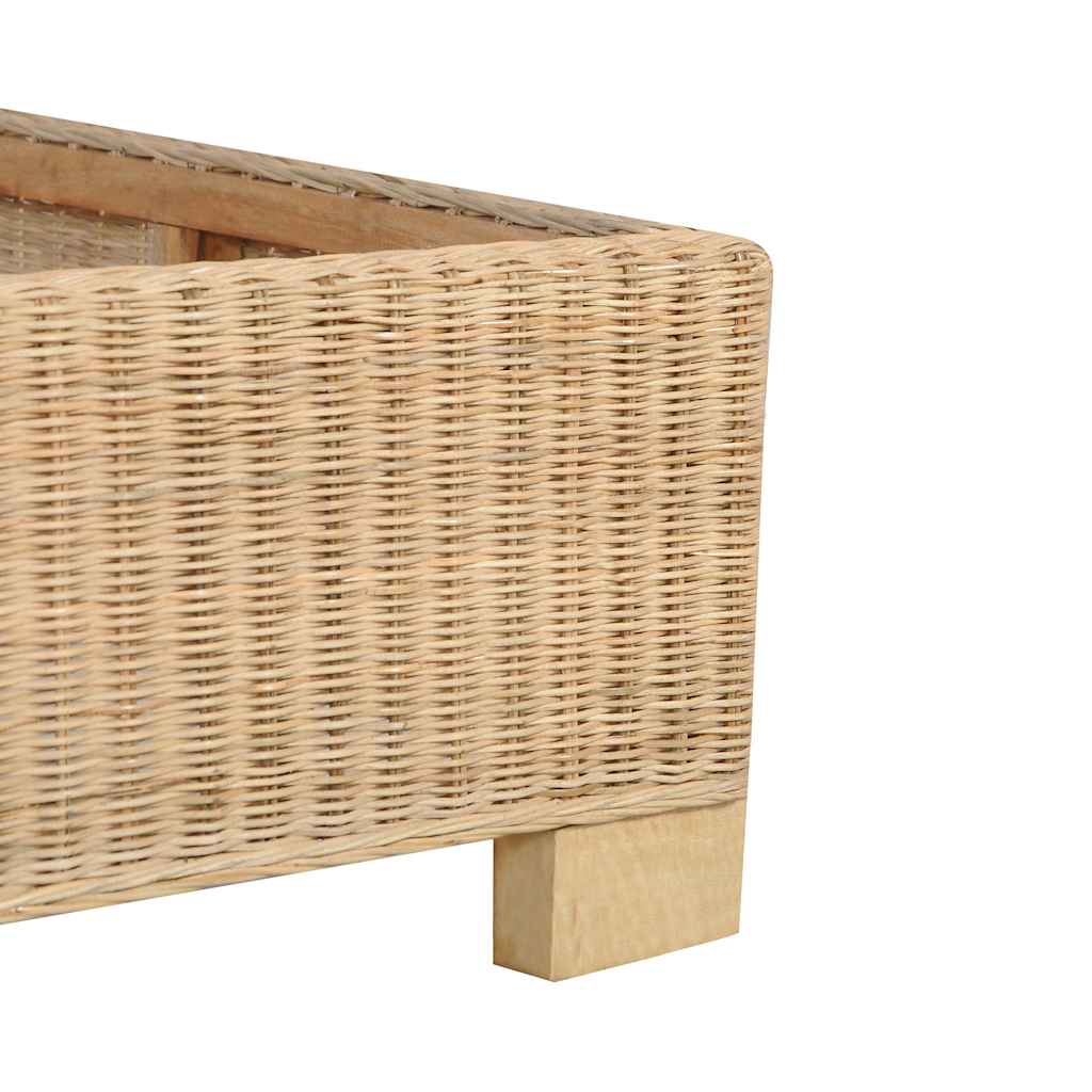 vidaXL Hand-Woven Real Rattan Bed Frame 140x200 cm