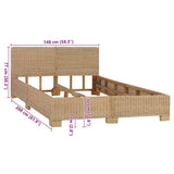 vidaXL Hand-Woven Real Rattan Bed Frame 140x200 cm