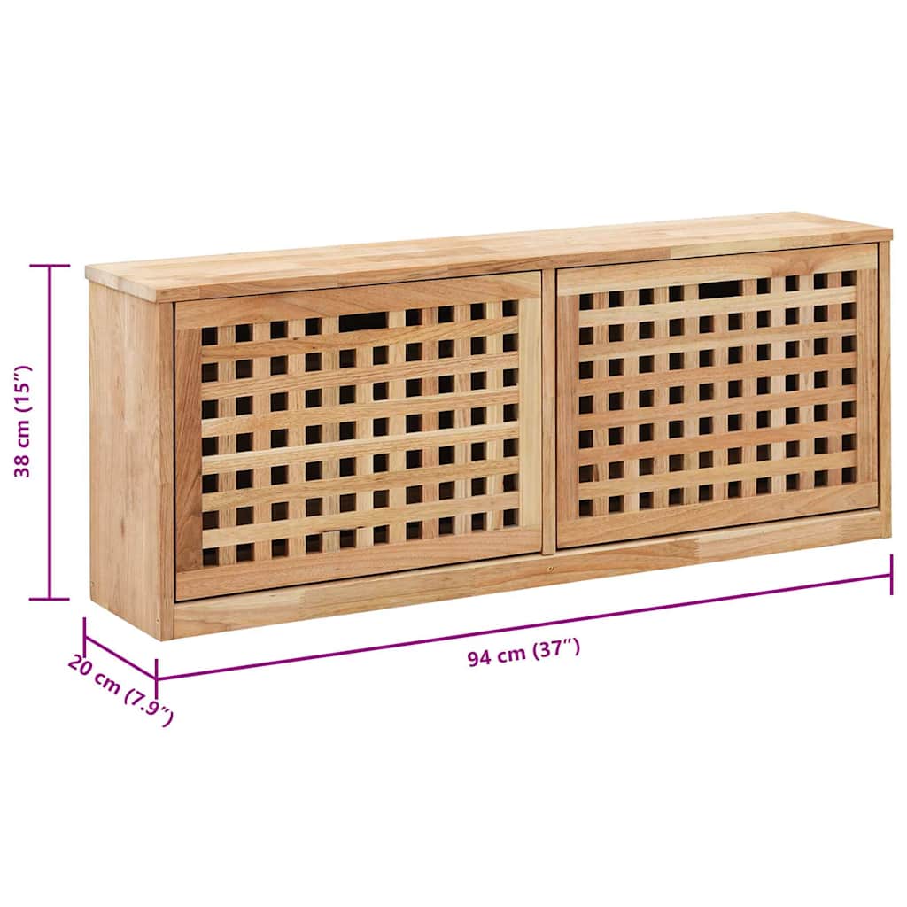 vidaXL Schoenenopbergbank 94x20x38 cm massief walnotenhout