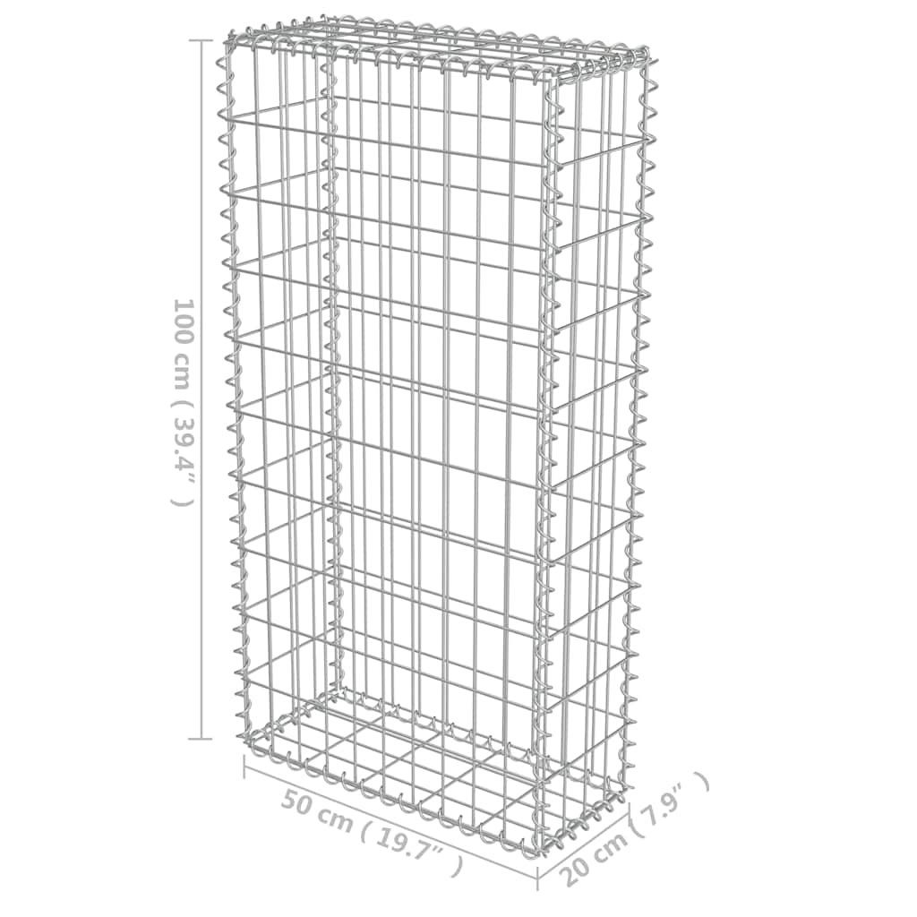 vidaXL Gabion Wall with Lids 20x20x100 cm Galvanized Steel
