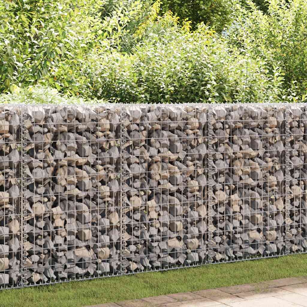 vidaXL Gabion Wall with Lids 20x20x100 cm Galvanized Steel