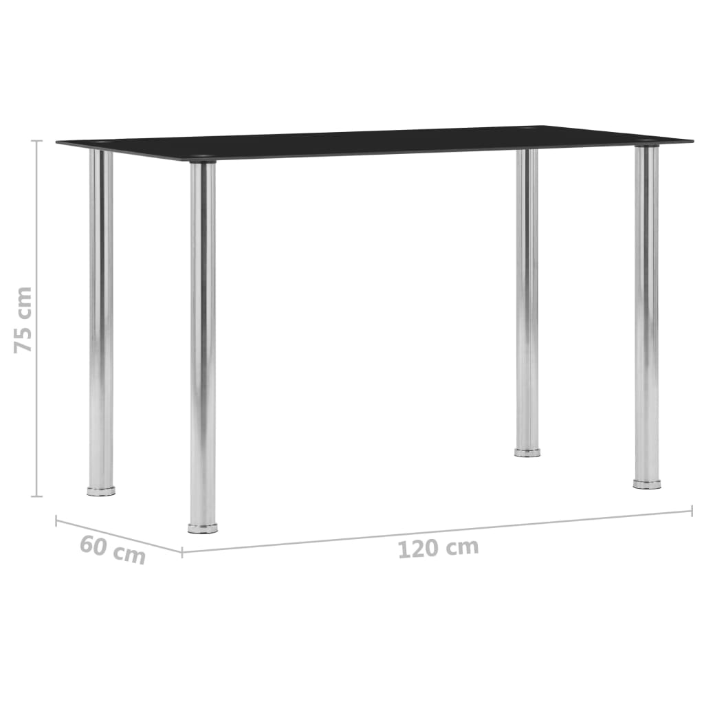 vidaXL Dining Table 120x60x75 cm Tempered Glass Black