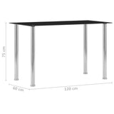 vidaXL Dining Table 120x60x75 cm Tempered Glass Black