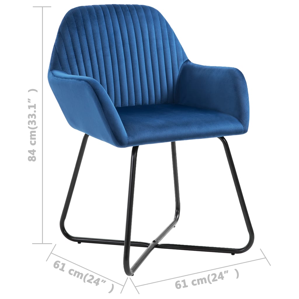 vidaXL Eetkamerstoelen 2 st fluweel bleu