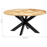 vidaXL Eettafel rond 150x76 cm massief mangohout