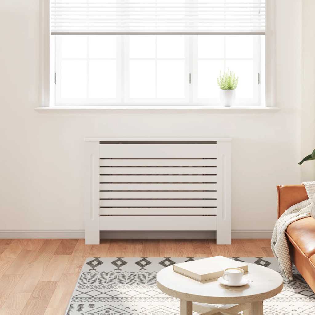 vidaXL Radiator Cover 112x19x81.5 cm MDF white