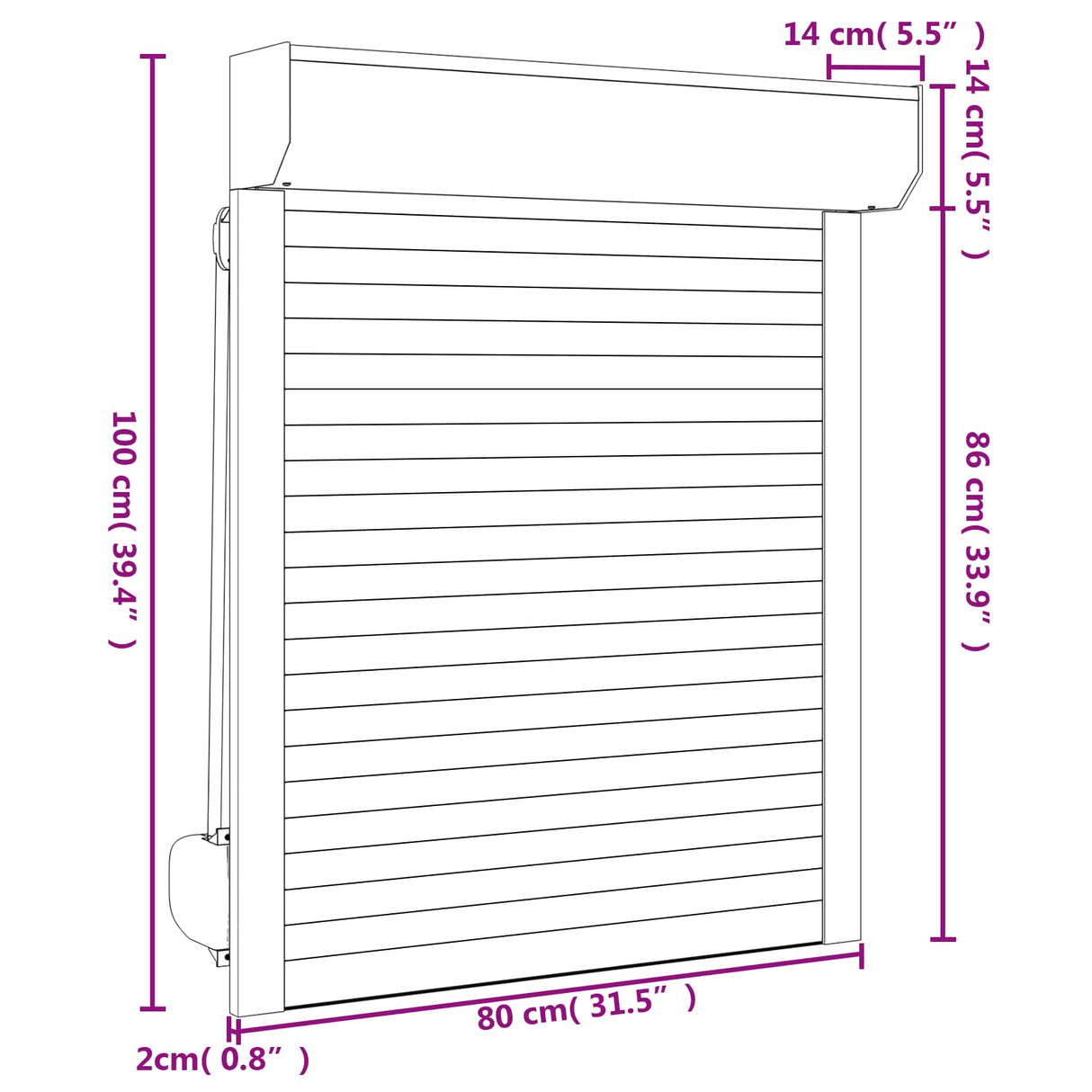 vidaXL Roller Blind White 70 x 100 cm Aluminium and polyurethane