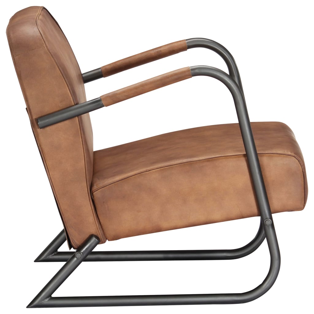 vidaXL Recliner Genuine Leather Light Brown