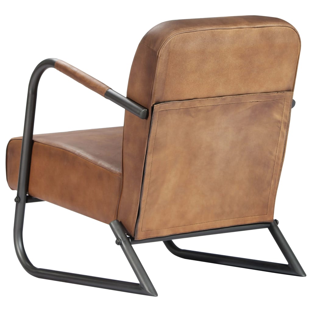 vidaXL Recliner Genuine Leather Light Brown