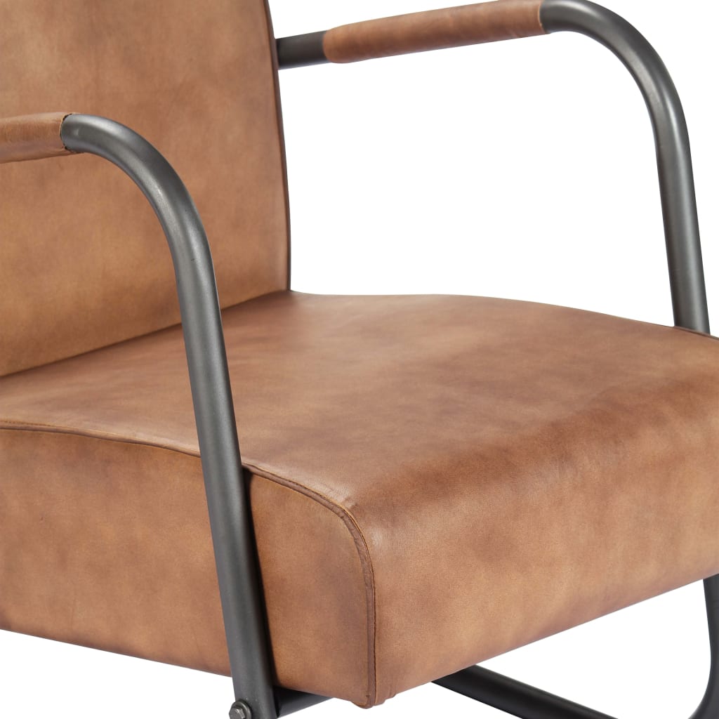 vidaXL Recliner Genuine Leather Light Brown