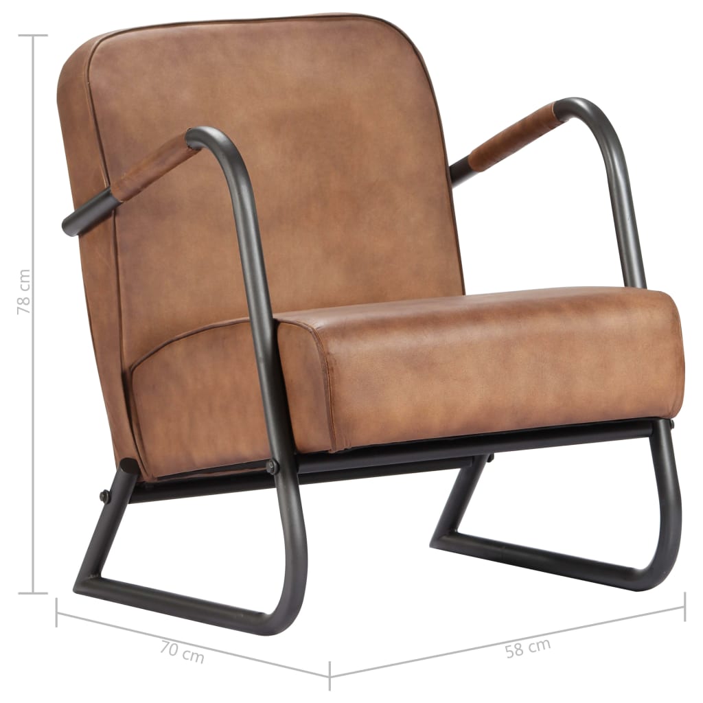 vidaXL Recliner Genuine Leather Light Brown