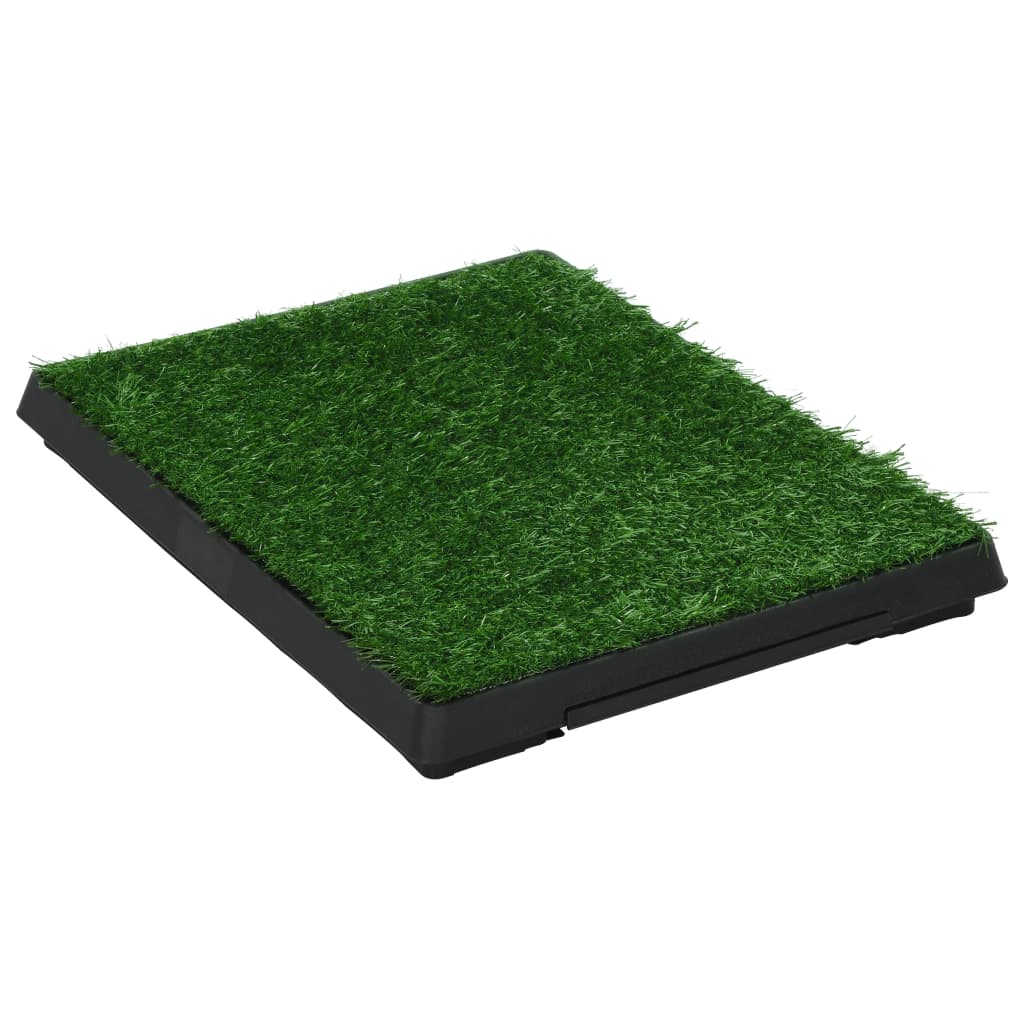 vidaXL Huisdierentoilet met bak en kunstgras 63x50x7 cm groen
