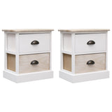 vidaXL Nachtkastjes 2 st 38x28x45 cm paulowniahout wit en naturel