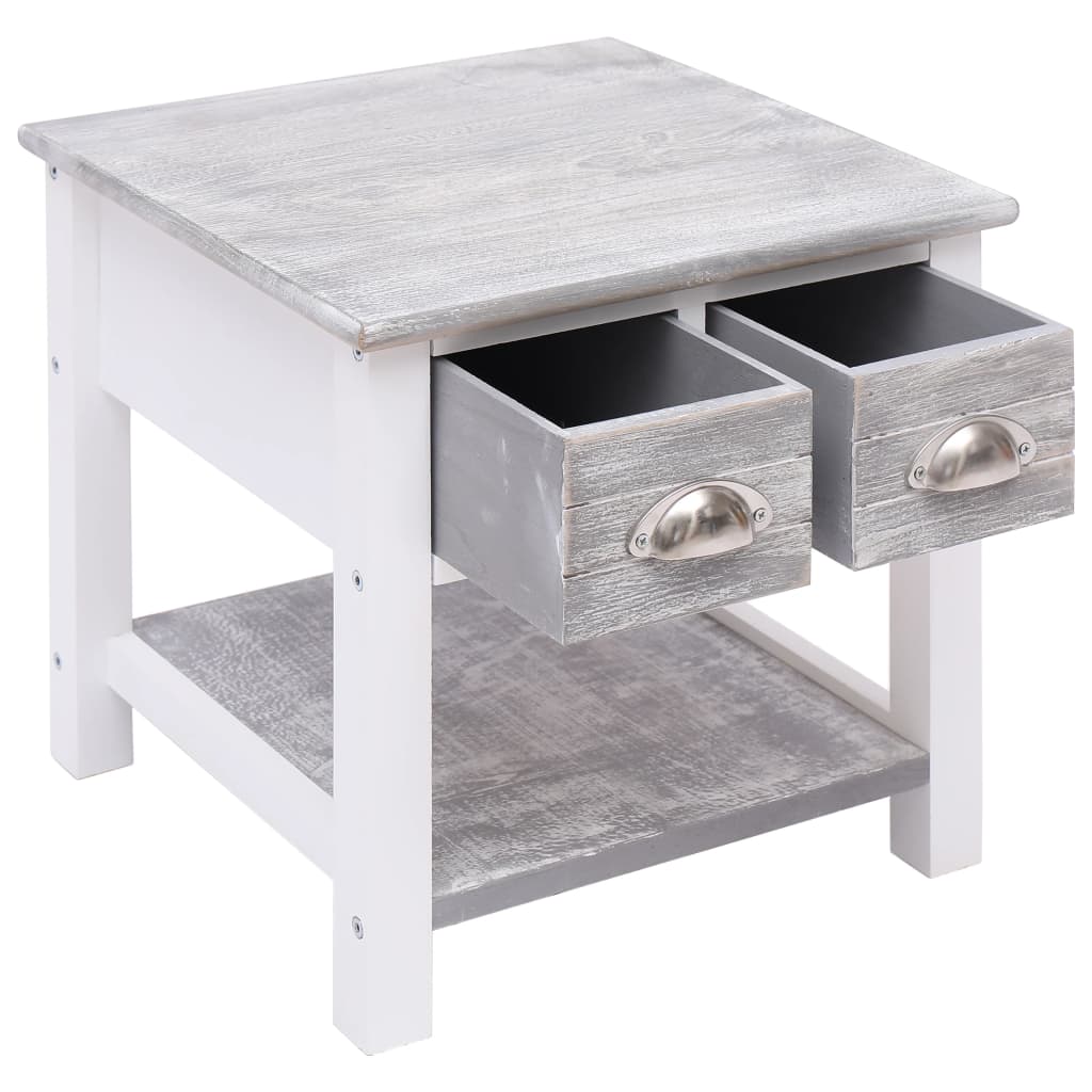 vidaXL Bijzettafel 40x40x40 cm paulowniahout grijs