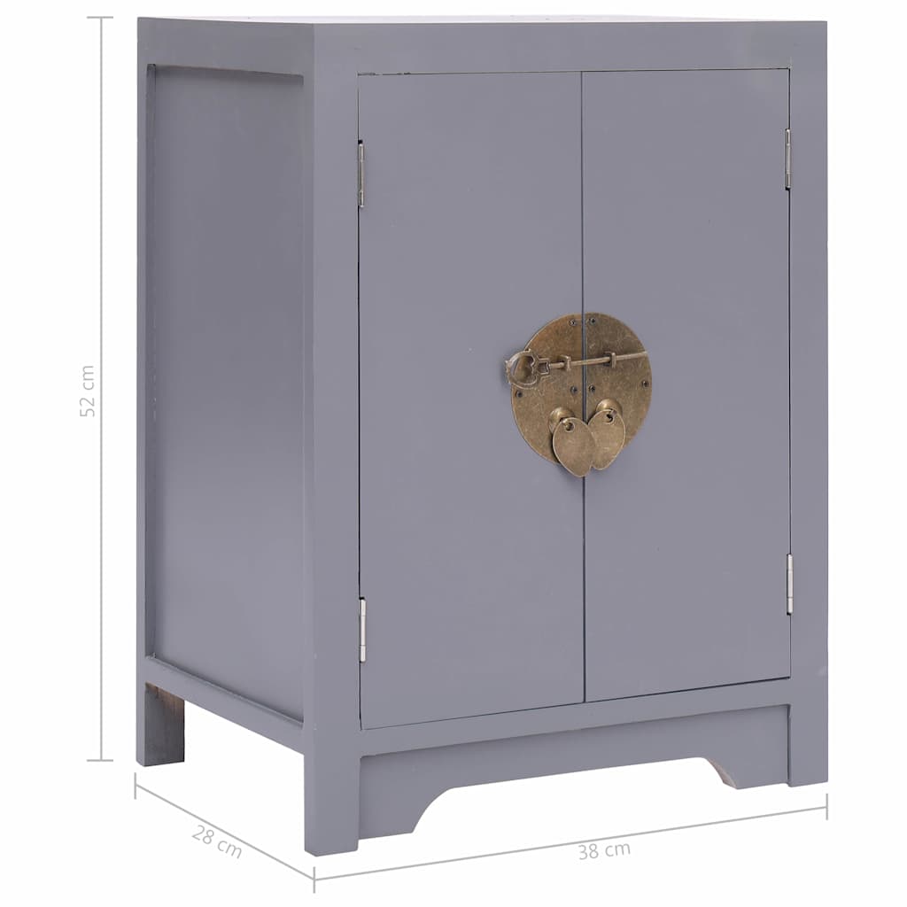 vidaXL Nachtkastje 38x28x52 cm paulowniahout grijs