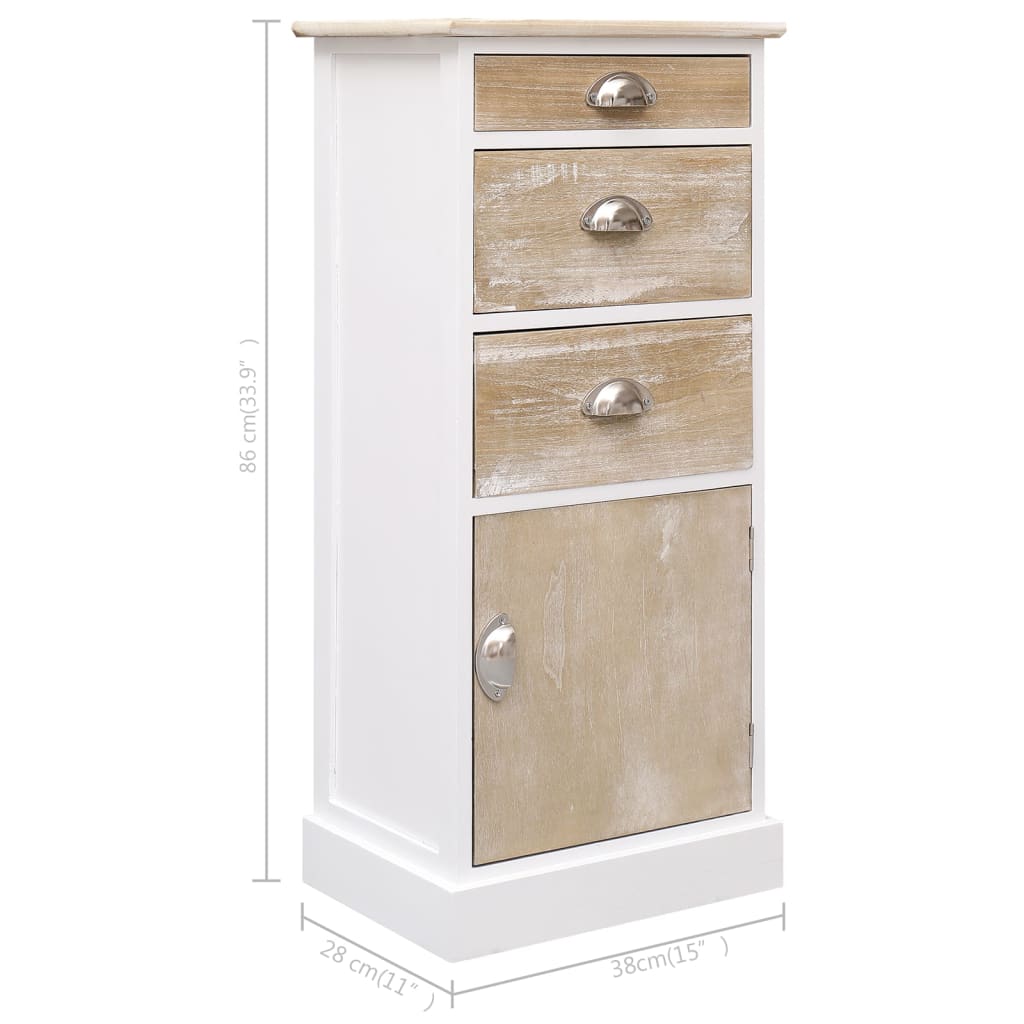 vidaXL Bijzetkast 38x28x86 cm paulowniahout