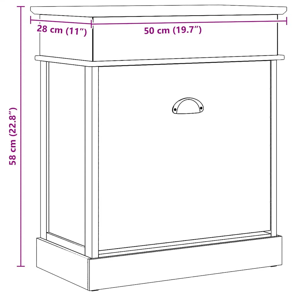 vidaXL Schoenenkast 50x28x58 cm paulowniahout grijs