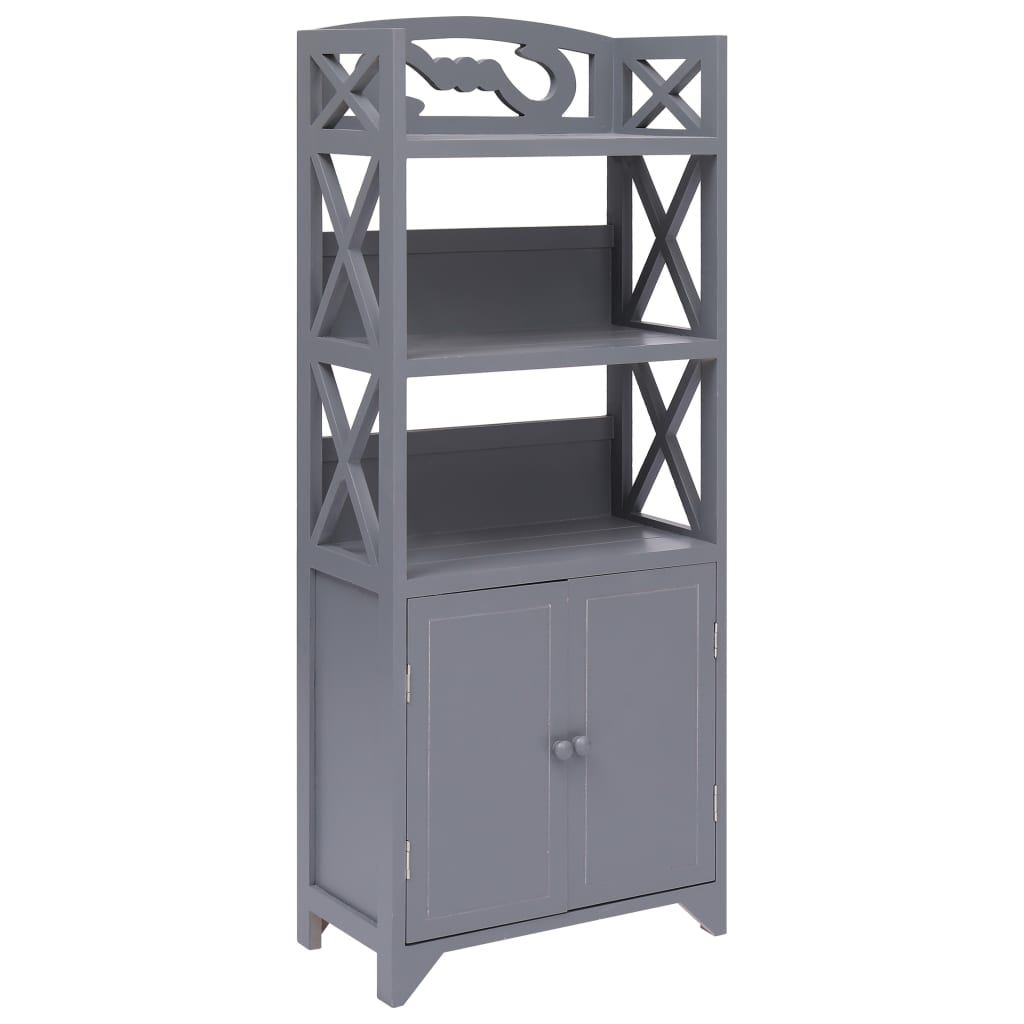 vidaXL Bathroom Cabinet 46x24x116 cm paulownia wood grey