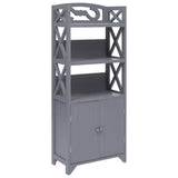 vidaXL Bathroom Cabinet 46x24x116 cm paulownia wood grey
