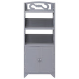 vidaXL Bathroom Cabinet 46x24x116 cm paulownia wood grey
