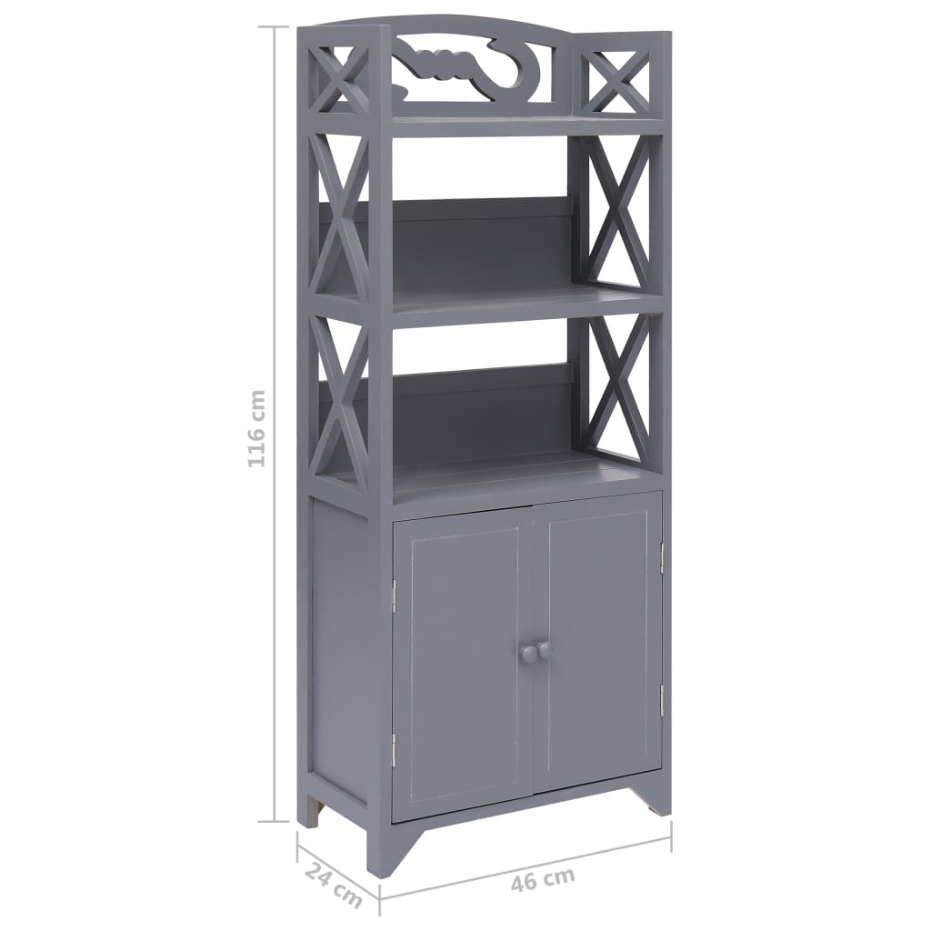 vidaXL Bathroom Cabinet 46x24x116 cm paulownia wood grey