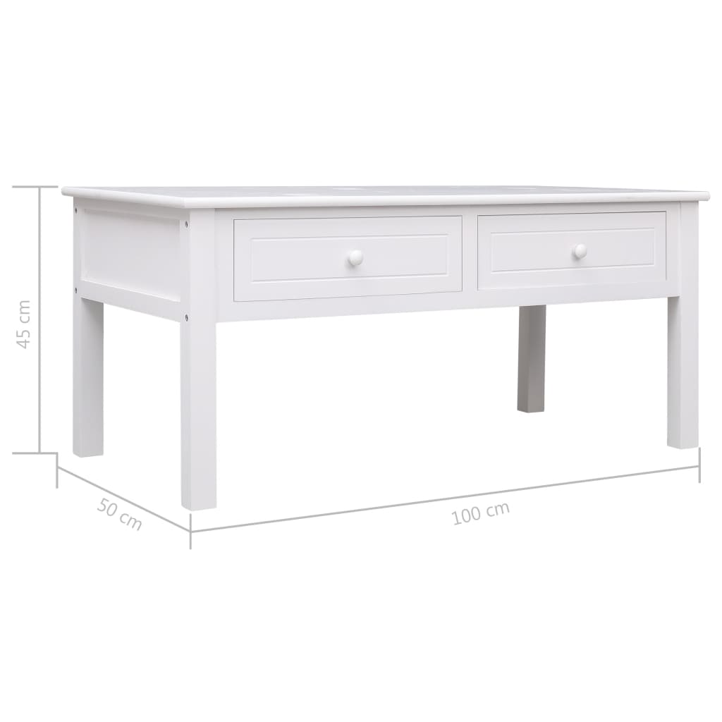 vidaXL Coffee table 100x50x45 cm wood white