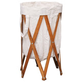 vidaXL Foldable Laundry Basket Wood and Fabric Cream