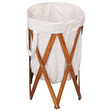 vidaXL Foldable Laundry Basket Wood and Fabric Cream