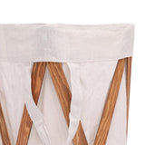 vidaXL Foldable Laundry Basket Wood and Fabric Cream