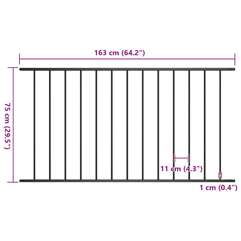 vidaXL Fence Panel powder-coated steel 1.7x0.75 m black